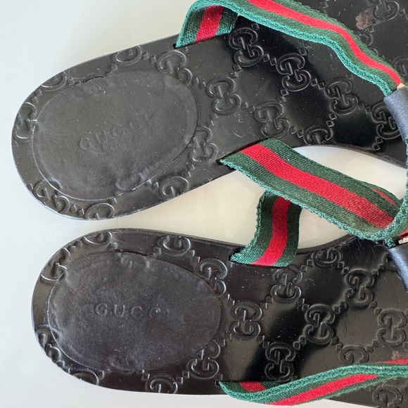Gucci Interlocking GG Thong Sandals EU 39 US 9’Black Monogram Flat Flip Flop - Picture 6 of 8